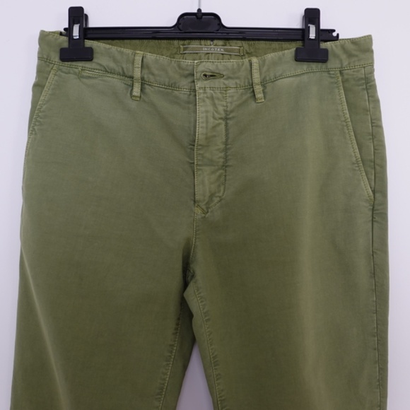 Incotex Men's Slim Fit Stretch Green-Khaki Pants Size 34 - Picture 2 of 9